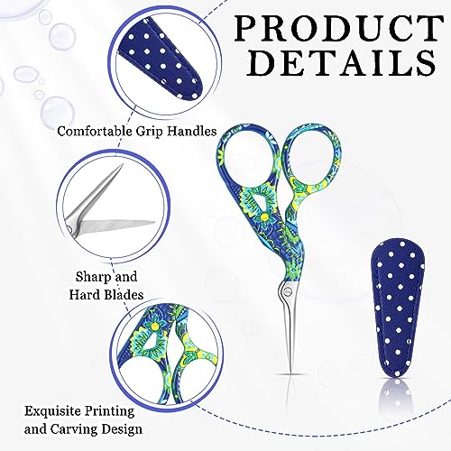 Therwen 6 Pcs 3.6" Embroidery Scissors, Artificial Leather Cover, Fresh - style: Fresh