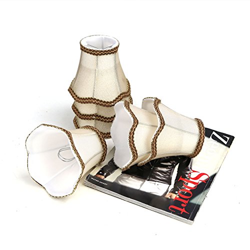 Fuloon Clip on Chandelier Lamp Shades, 3.14x5.51x4.72 in, Small Sconce Shades for Candelabra Bulbs, European/French Country Style(6 Pack, Golden) - color: Golden, size: 6 Pack