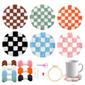 WATINC Punch Needle Coaster Kit - DIY Craft for Beginners, Checkerboard - color: Checkerboard