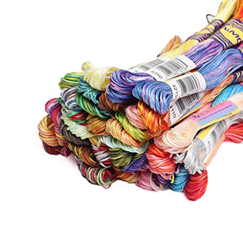 40 Skeins Variegated Mercerized Egyptian Cotton Rainbow Color for Embroidery Floss Cross Stitch Threads Friendship Bracelets Floss Craft Floss (40 Colors Set) - color: 40 colors set