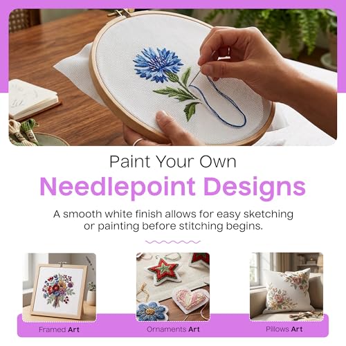 Aspen Lane 18 Mesh Blank Needlepoint Canvas 8" x 8", Cotton White, 6 Pack