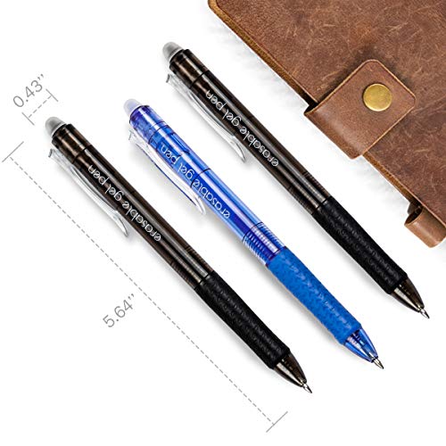 Vanstek 18 Pack Retractable Erasable Gel Pens Clicker, 9 Black & 9 Blue, Fine Point(0.7), Make Mistakes Disappear, Premium Comfort Grip Black & Blue Ink for Writting, Note Taking and Crossword Puzzles - color: 9 Blue 9 Black