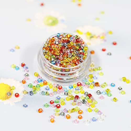 2mm Sliver Lined Glass Seed Beads About 24000pcs in Storage Box,12/0 Small Craft Seed Beads for Jewelry Making (1000Pcs Per Color, 24 Colors) - color: 24-a