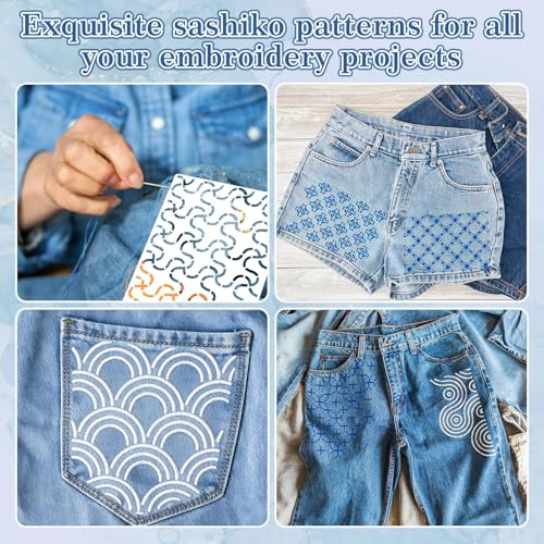 41Pcs Sashiko Stencil Kit for for Hand Quilting and Embroidery