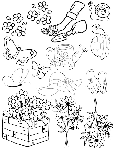 Garden Flowers Gnome Ready-to-Use Fun Modern Embroidery Design Transfers on Stick and Stitch Water Soluble Sewing Stabilizer Paper for Hand Embroidery Kit Thread Art Projects - color: Garden