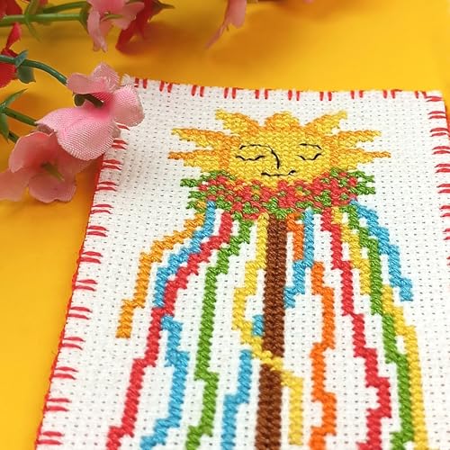 Povitrulya Cross Stitch Bookmark Kit Wheel of the Year: Beltane – Counted DIY Embroidery Set for Adults & Beginners, Pagan May Day Fire Festival Wiccan Floral Gift - color: Beltane