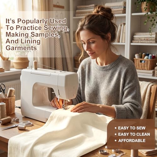 100% Cotton Muslin Fabric, 63 Inch X 2 Yards (72 Inches) Unbleached Muslin Linen Fabric by The Yard, Premium Medium Weight Muslin Cloth Fabric for Sewing, Embroidery, Crafts, & Apparel Projects - size: 2 Yards