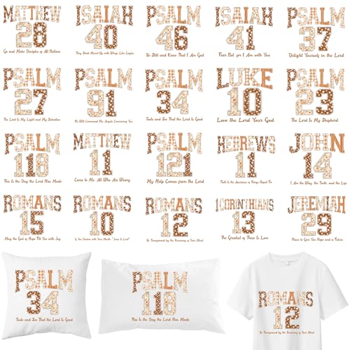 Bible Verse DTF Transfers Ready to Press, Iron on Decals for T-Shirts - color: Bible875