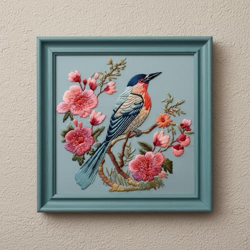 ARTopet 2Pcs Embroidery Kit for Beginners Cross Stitch Kits Needlepoint Set Colorful Bird Patterns Embroidery Thread Kit for Craft Lover Hand Stitch with 7.87in Hoop Threads Fabric-Birds01 - color: 2Pcs Birds01