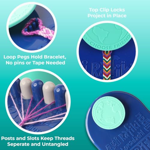 Choose Friendship Bracelet Making Kit – 20 Pre-Cut Threads, Portable Loom with Storage, Makes 8 Bracelets, Craft Gift for Kids Ages 8+, Dark Blue “Blueberry” - color: Blueberry