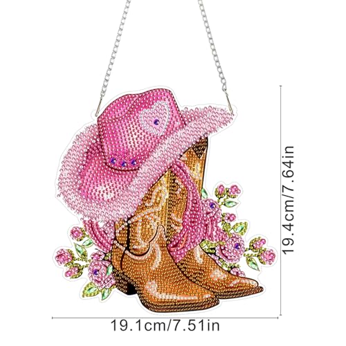 ZeeLionArt Hanging Diamonds Art kit for Adult,Pink Boots Pendant Diamonds Painting Art Kit,7.6x7.6inch Acrylic Diamonds Painting Board Kit Ornament, Special Crystal Diamond Hanging Ornament - color: DP02628