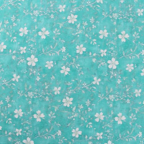 Threadart Vintage Aqua Floral Cotton Quilting Fabric - 10 Yard Cut - color: Aqua Floral, size: 10 YARD