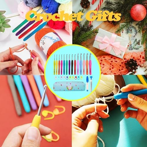 Yarniss Crochet Hooks,14 Size Crochet Set 2mm(B)-10mm(N), Ergonomic Crochet Hooks Set with Case for Beginner,Long Crochet Needles (Pack of 2) - size: 14 Size(2.0~10.0mm) (Pack of 2)