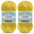 TROYARN Summer (2- Skeins Pack) Silk Effect Hand Knitting Yarn Crochet Art Lace Craft 100% Microfiber Acrylic 2x100 gr (2x383 yds) (105110 - Daisy) - color: 105110 - Daisy, size: 2 Skein