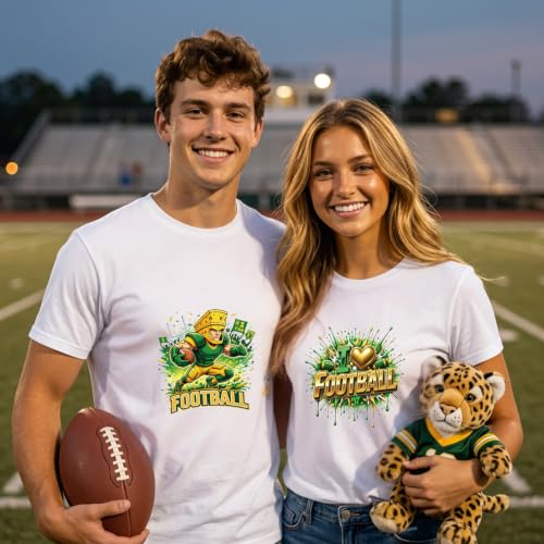 Dazoratix Green Football Iron on Transfers - 16 Sheets Sport DTF Ready to Press Bulk Heat Patches Sticker Rugby Ball Lovers Vinyl Decal for T Shirts Clothes Pillow Bag Hoodies DIY Crafts Decorations - style: Green Football
