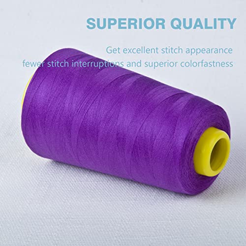 Purple Serger Thread All-Purpose for Sewing, Polyester, 4 Cones of 3000 Yards Each Spool Thread for Sewing Machine - color: 4 Purple
