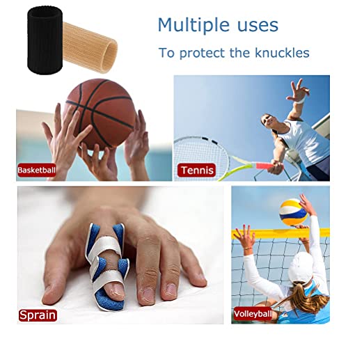 20 Pcs Finger Sleeves Protectors, Elastic Sport Finger Sleeves, Black/Nude - color: Black,Skin Tone