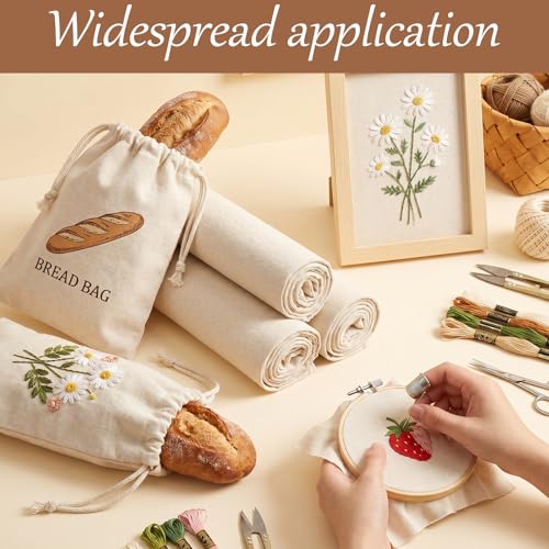 4 Pcs Linen Needlework Fabric 19" Squares Solid Color Embroidery Fabric Linen Cloth Embroidery Accessories for Cross-Stitch, Clothing Needlework, DIY Decoration (5M x 5M)