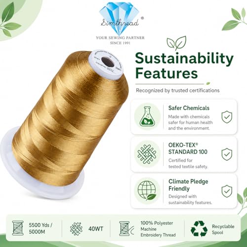 Simthread 5000M 40WT Polyester Embroidery Thread, Autumn Haystack S032 - color: AutumnHaystackS032