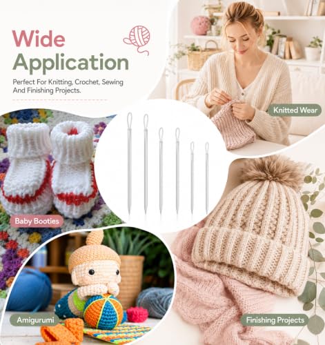6 Pcs Yarn Needles, Tapestry Needles for Yarn, Sewing, Knitting, Crochet