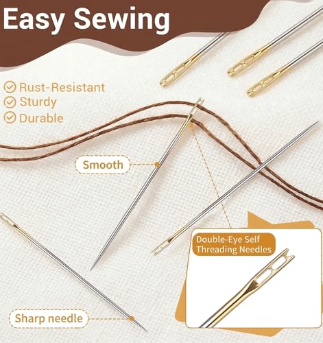 15 PCS Self Threading Needles for Hand Sewing, Easy Thread Needles for Hand Sewing with Metal Storage Tube, Stainless Steel Embroidery Sewing Needles (3.6, 3.8, 4.2 Cm)