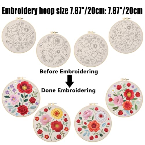 ORIGACH 4 Pack Floral Embroidery Kits for Beginners - style: Floral