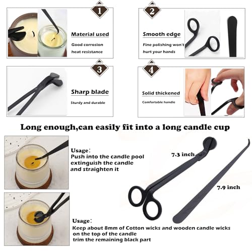 31PCS Wick Kits for Candle Making Wicks Inserting Nursing with Storage Bag Large Hole Needles for Silicone Candle Mold Hook Eye Punch Needle,7in Wicks Trimmer & Dipper,Wick Roll 200 Ft ect - color: 31PCS