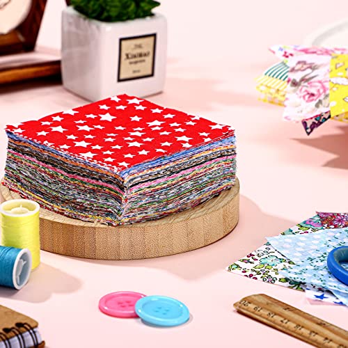 Tudomro 300 Pieces Cotton Fabric Squares 4x4 Inch Precut Quilting Squares