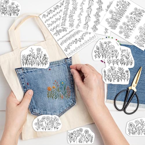 Floral Lace Embroidery Patterns, Water Soluble Stick and Stitch Paper - style: Flower013