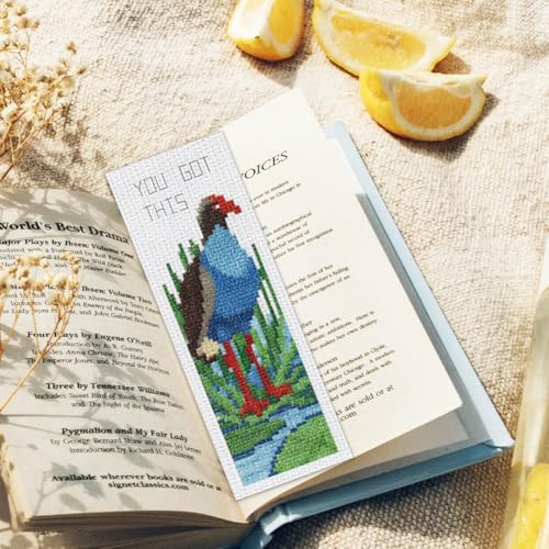 ORIGACH 6 Set Inspirational Water Bird Cross Stitch Bookmark Kit - style: Pukeko & Inspirational Quote