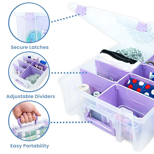 ArtBin Super Satchel Double Deep, 8-Compartment Craft Box, Purple