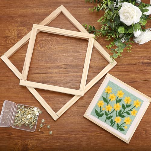 OwnMy 20Pcs Needlepoint Stretcher Bars 7,9,12,14,16 Inch Wood Stretcher Bars for Needlework with 100 Tacks, Wooden Canvas Stretcher Bars Needlepoint Accessories for Embroidery Cross Stitch Frames