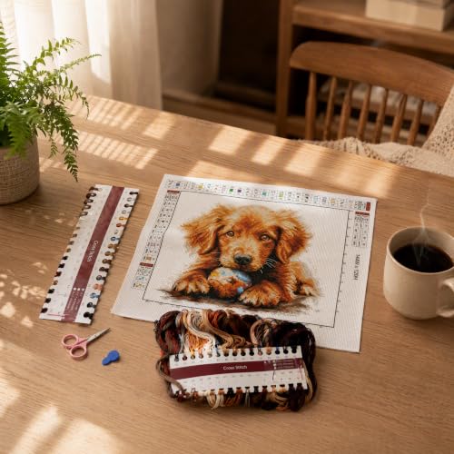 uatouanfy Dog Cross-Stitch Kit for Beginners 11ct 14.5x16.5 Inch - color: My Ball