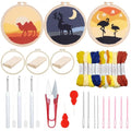 Woohome Punch Needle Kit Included Plastic Hoops, Punch Needle Cloth, Color Yarn and Punch Needle Tools for Adults, Beginners (Camel, Flamingo, Elk) - color: Color 12