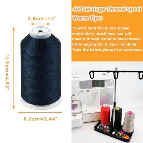 New brothread Huge Spool Embroidery Thread -Navy Blue Fits Janome Color - color: Navy Blue-N232