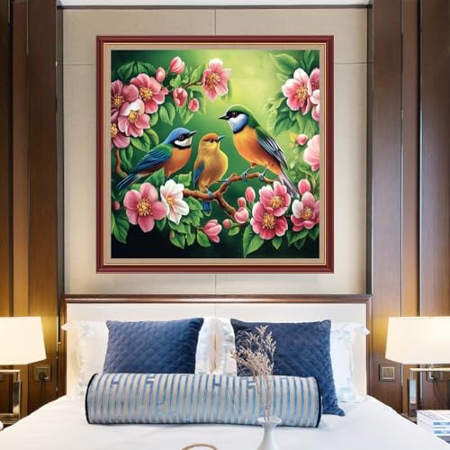 Funchey Counted Cross Stitch Kits for Adults Needlepoint Kits Unprinted Cross Stitching Embroidery Kit 11CT Cross Stitch Supplies&Singing of Birds Fragrance of Flowers 18x18 inch - color: DIYCrafts07