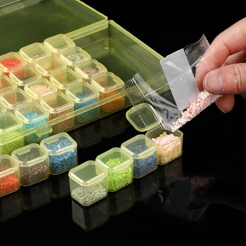 Mr. Pen- Bead Storage Containers, 28 Grids, 2 Pack, Transparent Yellow - color: Transparent Yellow, size: 2 Pack-56 Pcs(6.8"x4.4"x1")