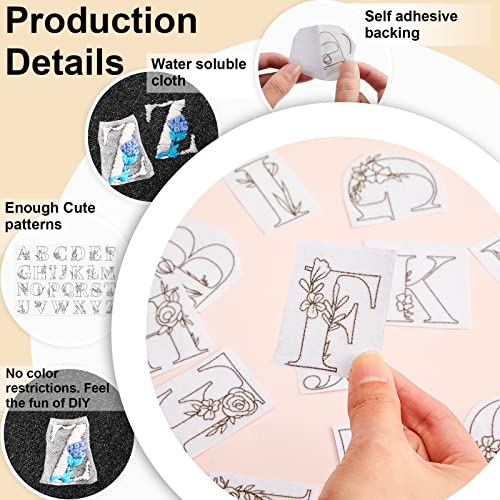 Lewtemi 50 Pcs Letters Water Soluble Hand Sewing Stabilizers - color: Letters