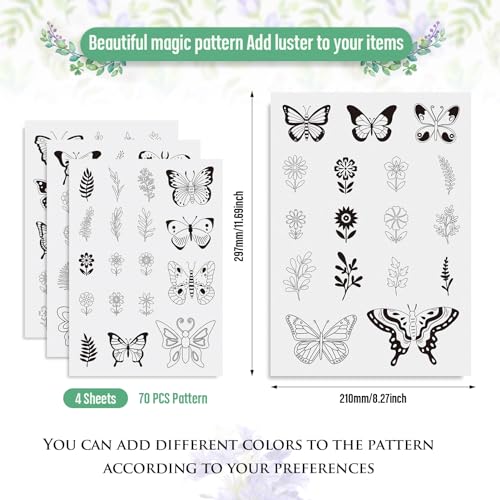 Craftdady Flower Butterfly Water Soluble Stabilizer 70Pcs Embroidery Fabric Stick and Stitch Hand Embroidery Paper Wash Away Sewing Patterns for Beginners Spring Embroidery Kit - color: Flower & Butterfly #2