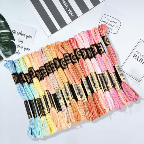18 Skeins Colorful Needlepoint Embroidery Thread Floss for Sewing - color: Muticolor