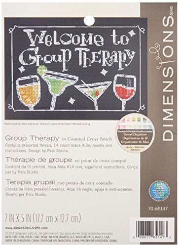 Dimensions Group Therapy Counted Cross Stitch Kit, Mini Cross Stitch, 5” x 7” - color: Group Therapy