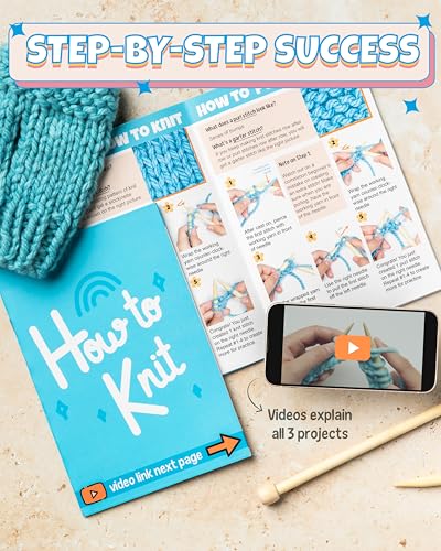 Complete Knitting Kit for Beginners - Learn to Knit Kit with Knitting Accessories Like Thick Beginner Yarn, Bamboo Needles for Beginners & More - Includes Video Tutorials & Written Guide - color: Teal