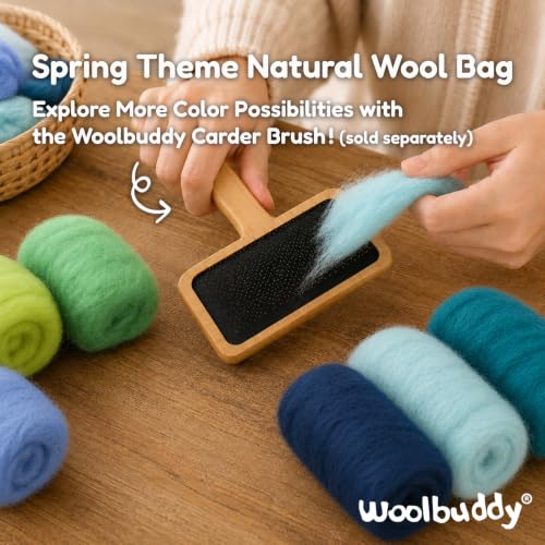 Woolbuddy Merino Wool Roving Kit for Needle Felting (Spring) 10g Per Color - color: Wool Bag Spring