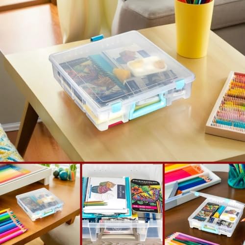 ArtBin Super Satchel 1-Compartment Craft Storage Box, Clear - color: Aqua Accents, size: 1 Pack