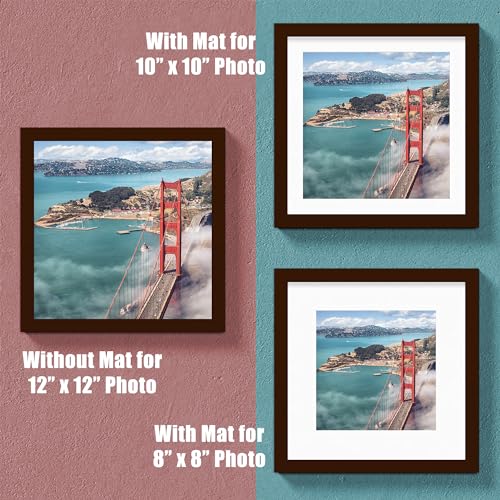 12x12 Wood Picture Frames for Wall Hanging or Tabletop,Diamond Painting Frame Baby Scan Picture Frames with 2 Mats Display 8x8 or 10x10 for Family Walls Decoration,Anniversary,Wedding,Christmas(Brown) - color: Brown, size: 12x12 inch