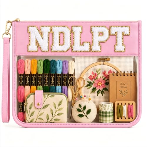 Sokfone Needlepoint Project Bag Embroidery Storage Organizer, Portable Sewing Project Bag for Quilting Crochet Knitting Supplies for Needlepoint, Thread, Fabric & Craft Accessories(Pink) - color: Pink