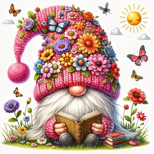 Gnome Stamped Cross Stitch Kits for Adults Beginner, Flowers Counted Cross Stitch Kits Printed Stitching Cute Patterns Dimensions Needlepoint Art Crafts Embroidery Kits for Adults - color: Cross Stitch-1215-1