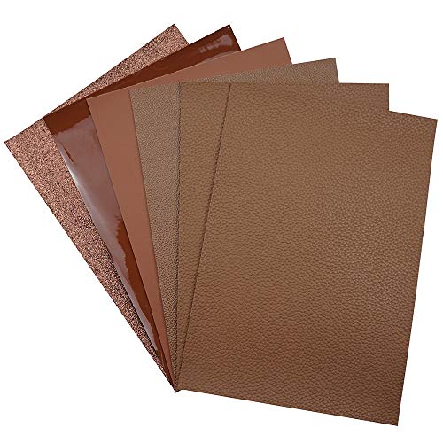 Litchi 6 Pack 8x12 Inch Faux Leather Sheets for Bow Earring, Easy to Cut Vinyl Fabric for Cricut, Durable Fade Resistant Leatherette Without Smell, Coffee - color: Coffee