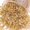 4000 Pcs Champagne Gold Glass Bugle Beads, 2 x 7 mm Embroidery Beads, Small Long Tube Seed Beads for Embroidery Craft Jewelry Making - color: Champagne Gold