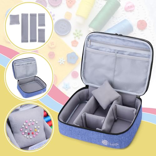 Luxja Double-Layer Medium Sewing Organizer, Dark Blue - color: Dark Blue, size: Medium
